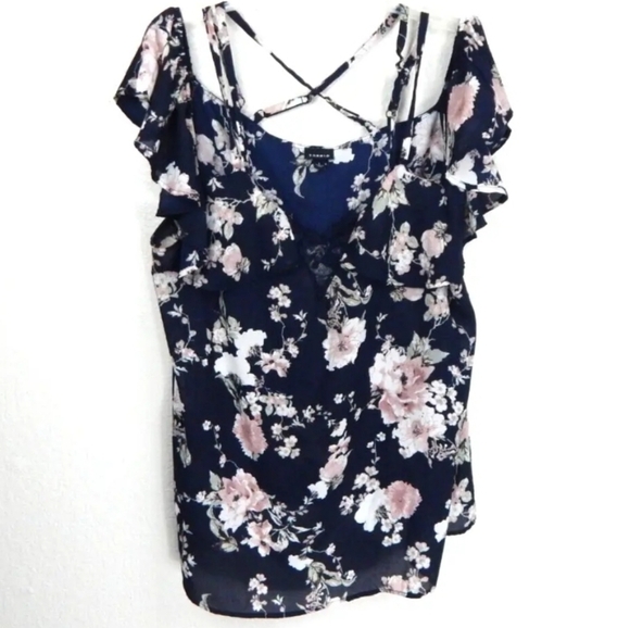 Torrid Strappy Floral Cold Shoulder Top - Picture 1 of 4